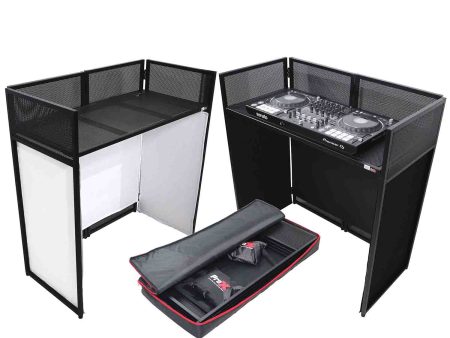 ProX XF-VISTA BL VISTA DJ Booth Facade Table Station with White Black Scrim kit and Padded Travel Bag Online now