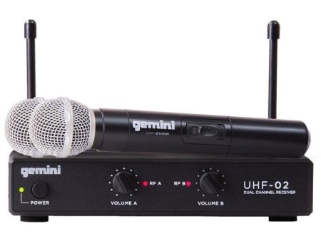 Gemini UHF-02M-S12 Dual Channel UHF Wireless Handheld Microphone System - 517.6-521.5MHz Discount