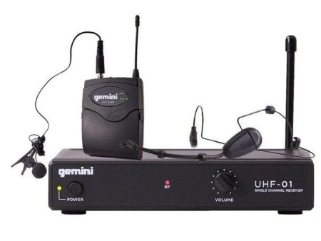 Gemini UHF-01HL-F1 Single Channel UHF Wireless Headset Lavalier Microphone System - 517.6MHz Supply