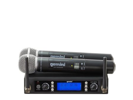 Gemini UHF-6200M-R2 Dual Channel Wireless PLL System, Includes UHF Receiver and 2x Handheld Microphone Online Hot Sale