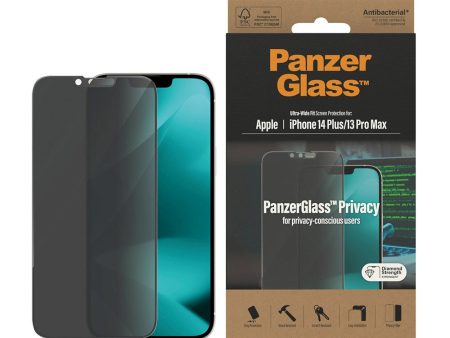 iPhone 14 Plus   13 Pro Max PanzerGlass AntiBacterial Ultra Wide Fit Skærmbeskyttelse - Privacy - Diamond Strength - Gennemsigtig Fashion