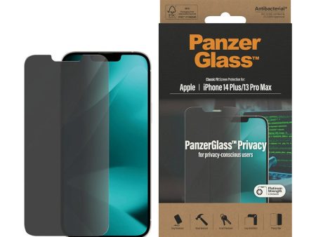 iPhone 14 Plus   13 Pro Max PanzerGlass AntiBacterial Classic Fit Skærmbeskyttelse - Privacy Filter - Platinum Strength - Gennemsigtig Fashion