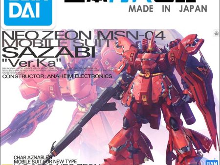 Japaness Bandai Original Gundam Model MG 1 100 SAZABI NEO ZEON MSN-04 Ver.Ka Model Robot Unchained Mobile Suit Kids Toys Supply